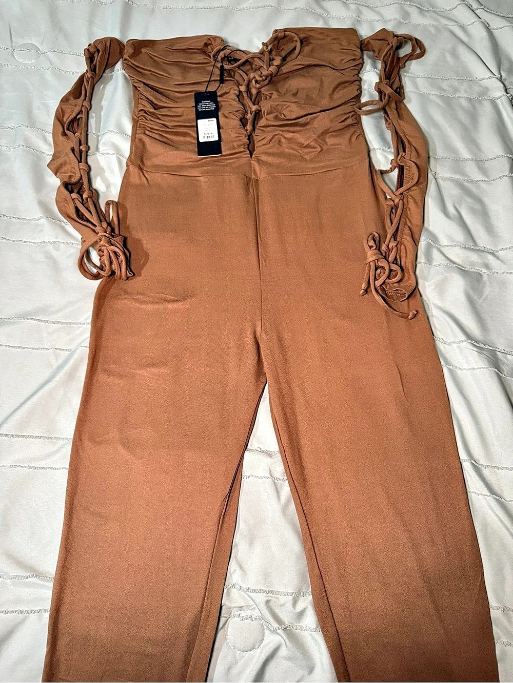 Brown Lace-Up Jumpsuit NWT